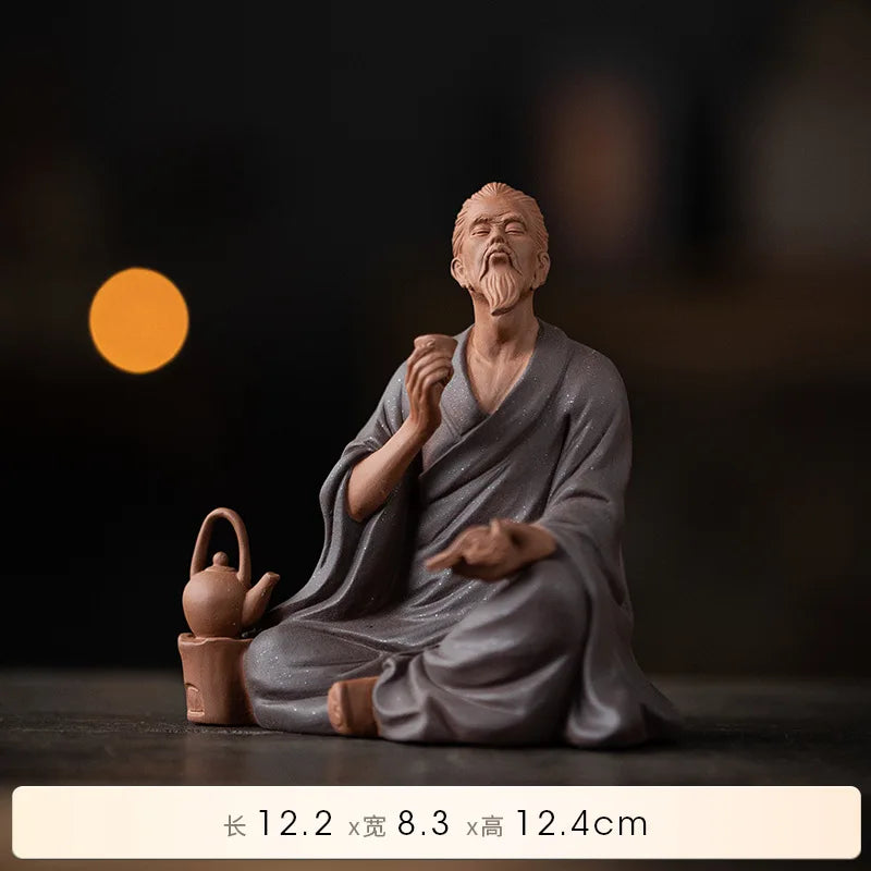 Chinese Zen Buddhism Purple Sand Historical Figures Tea Room Tea Table Tea Play Museum Ancient Frame Decoration