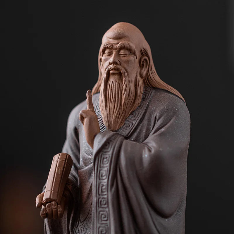 Chinese Zen Purple Sand Crafts Small Historical Figures Laozi Decoration, Study, Museum, Ancient Shelf, Office Decoration