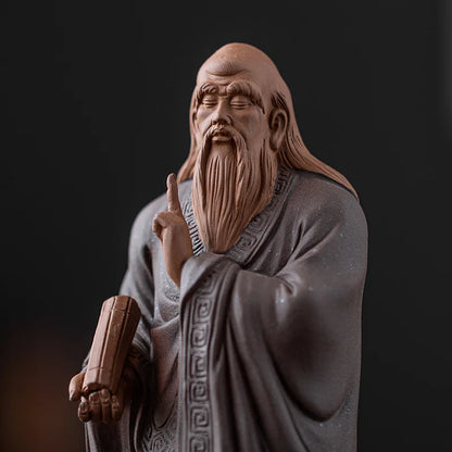 Chinese Zen Purple Sand Crafts Small Historical Figures Laozi Decoration, Study, Museum, Ancient Shelf, Office Decoration