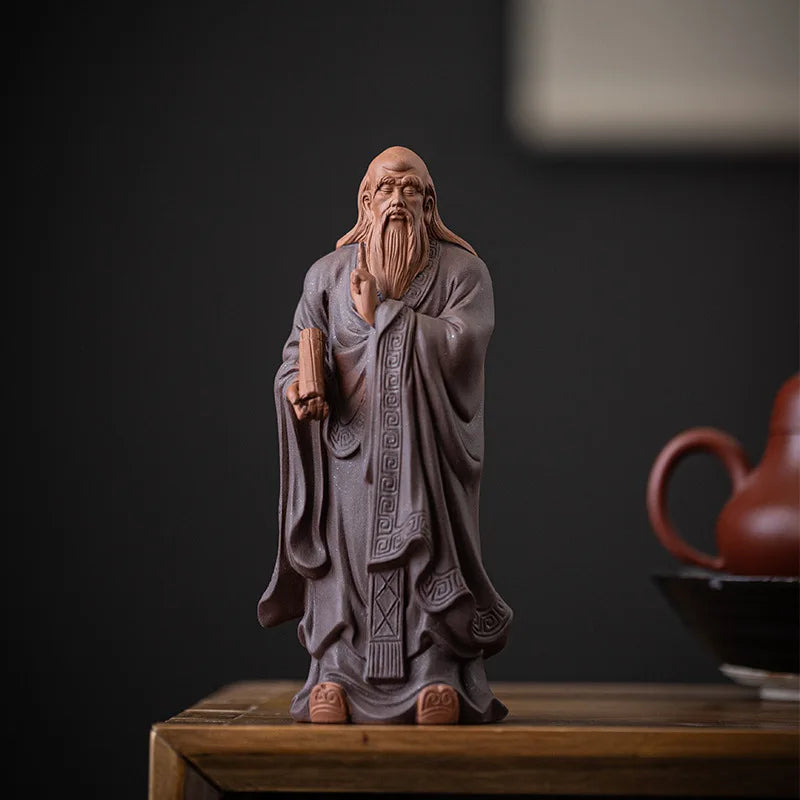 Chinese Zen Purple Sand Crafts Small Historical Figures Laozi Decoration, Study, Museum, Ancient Shelf, Office Decoration