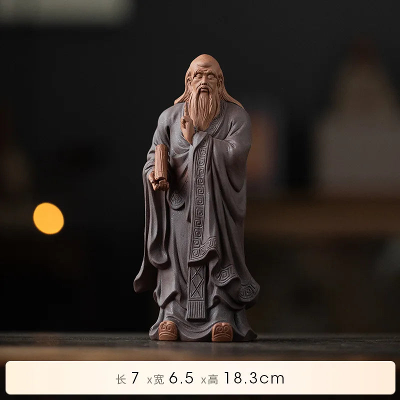 Chinese Zen Purple Sand Crafts Small Historical Figures Laozi Decoration, Study, Museum, Ancient Shelf, Office Decoration