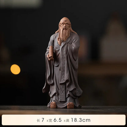 Chinese Zen Purple Sand Crafts Small Historical Figures Laozi Decoration, Study, Museum, Ancient Shelf, Office Decoration