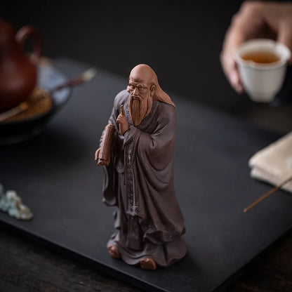 Chinese Zen Purple Sand Crafts Small Historical Figures Laozi Decoration, Study, Museum, Ancient Shelf, Office Decoration