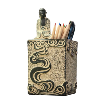 Chinese Zen manual art Buddhist mood Pen holder office study Retro desktop Creative Pen insertion Decoration business gift