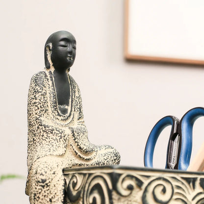 Chinese Zen manual art Buddhist mood Pen holder office study Retro desktop Creative Pen insertion Decoration business gift