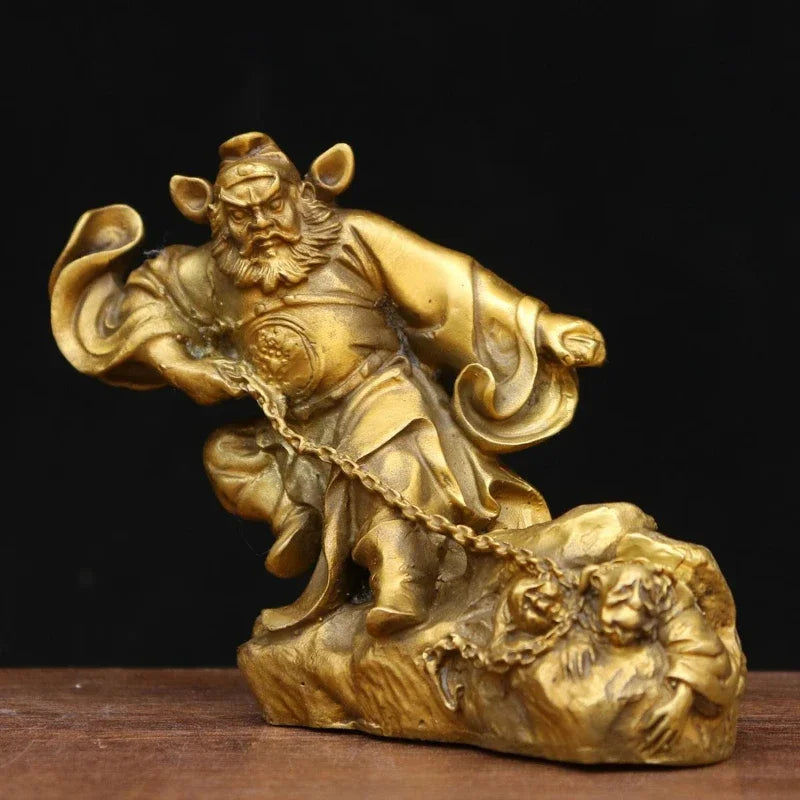 Chinese Zhong Kui Ornaments Pure Copper Beheading Ghosts Tianshi Ornaments Living Room Bedroom Lock Sculptures Crafts