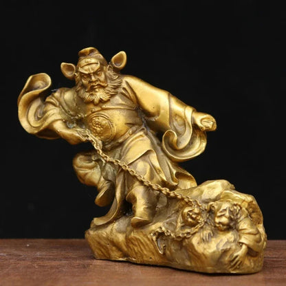 Chinese Zhong Kui Ornaments Pure Copper Beheading Ghosts Tianshi Ornaments Living Room Bedroom Lock Sculptures Crafts