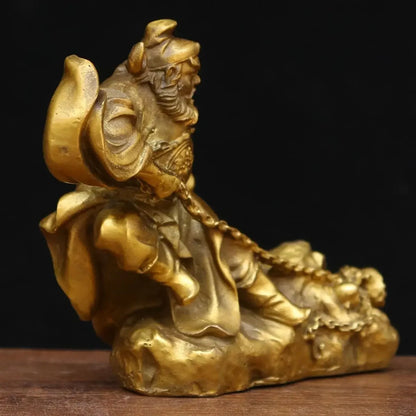 Chinese Zhong Kui Ornaments Pure Copper Beheading Ghosts Tianshi Ornaments Living Room Bedroom Lock Sculptures Crafts