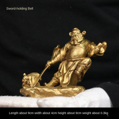 Chinese Zhong Kui Ornaments Pure Copper Beheading Ghosts Tianshi Ornaments Living Room Bedroom Lock Sculptures Crafts