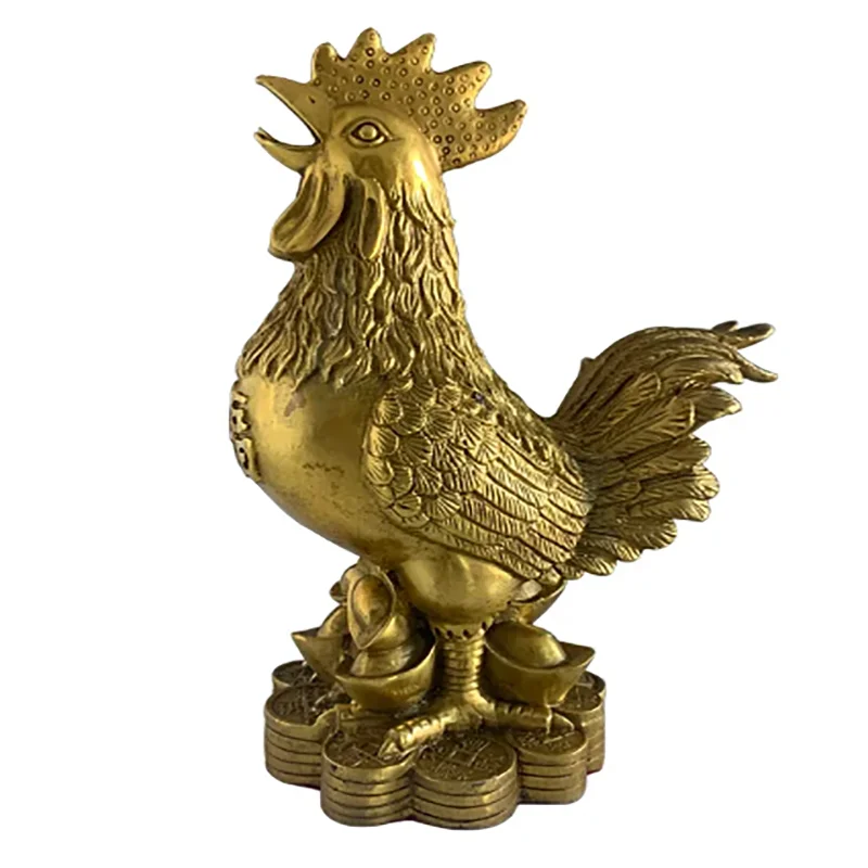 Chinese Zodiac Rooster Year Golden Rooster Collectible Figurines Charm of Prosperity Home Decoration Gift Feng Shui Decor