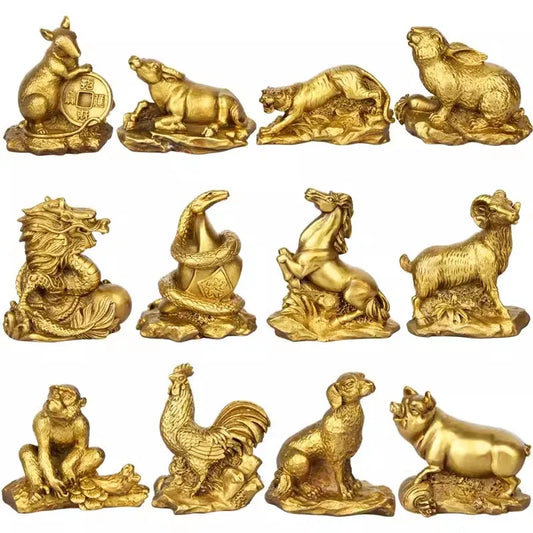 Chinese Zodiac twelve statue copper Animal ornament rat ox tiger rabbit dragon snake horse sheep monkey chicken dog pig figure
