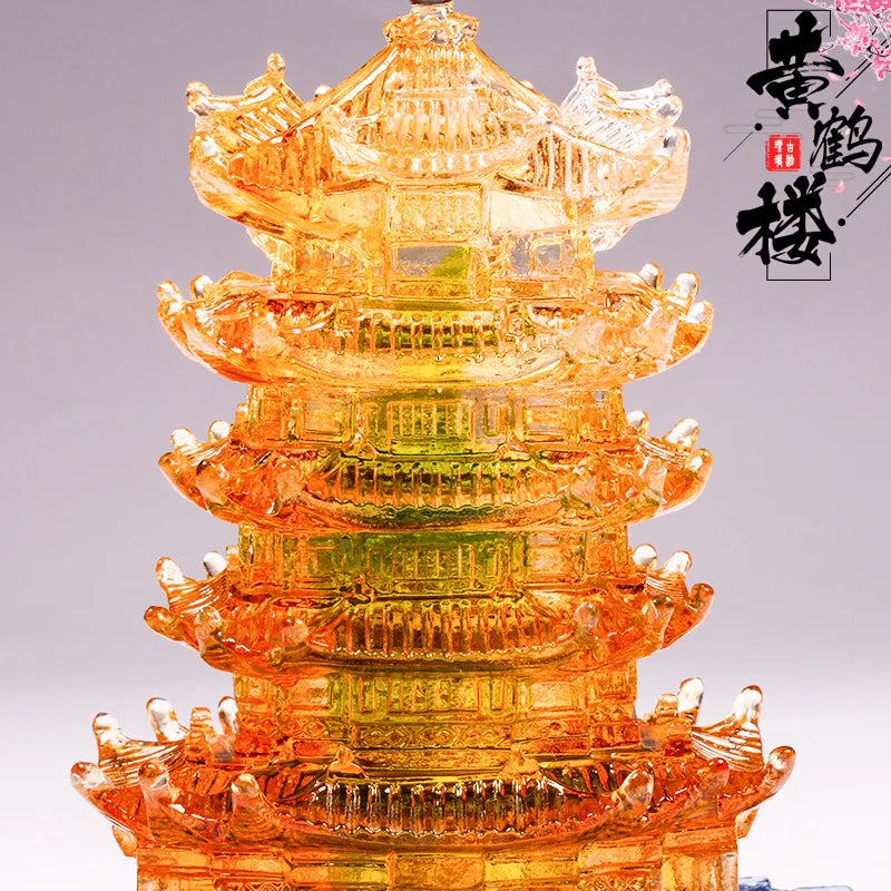 Chinese ancient architecture Coloured glaze yellow crane tower ornaments ornaments China retro gift