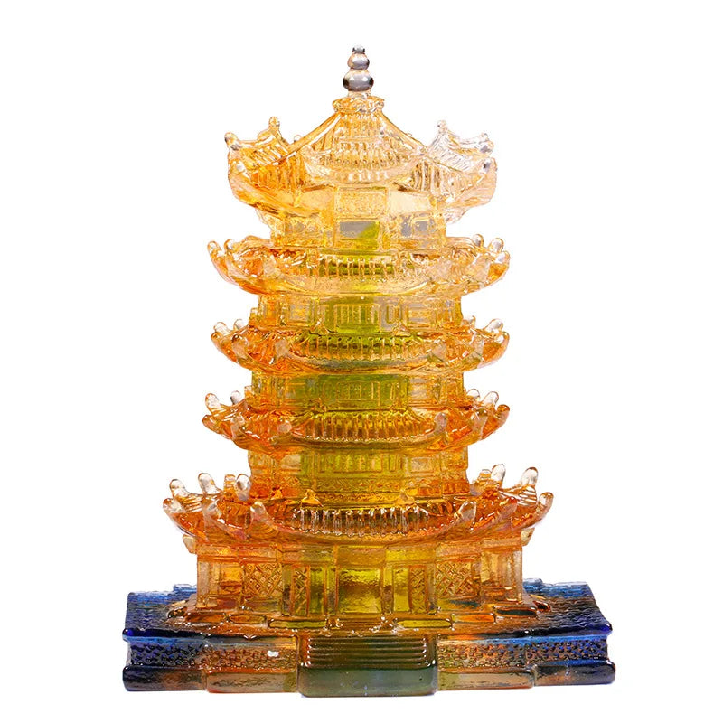 Chinese ancient architecture Coloured glaze yellow crane tower ornaments ornaments China retro gift