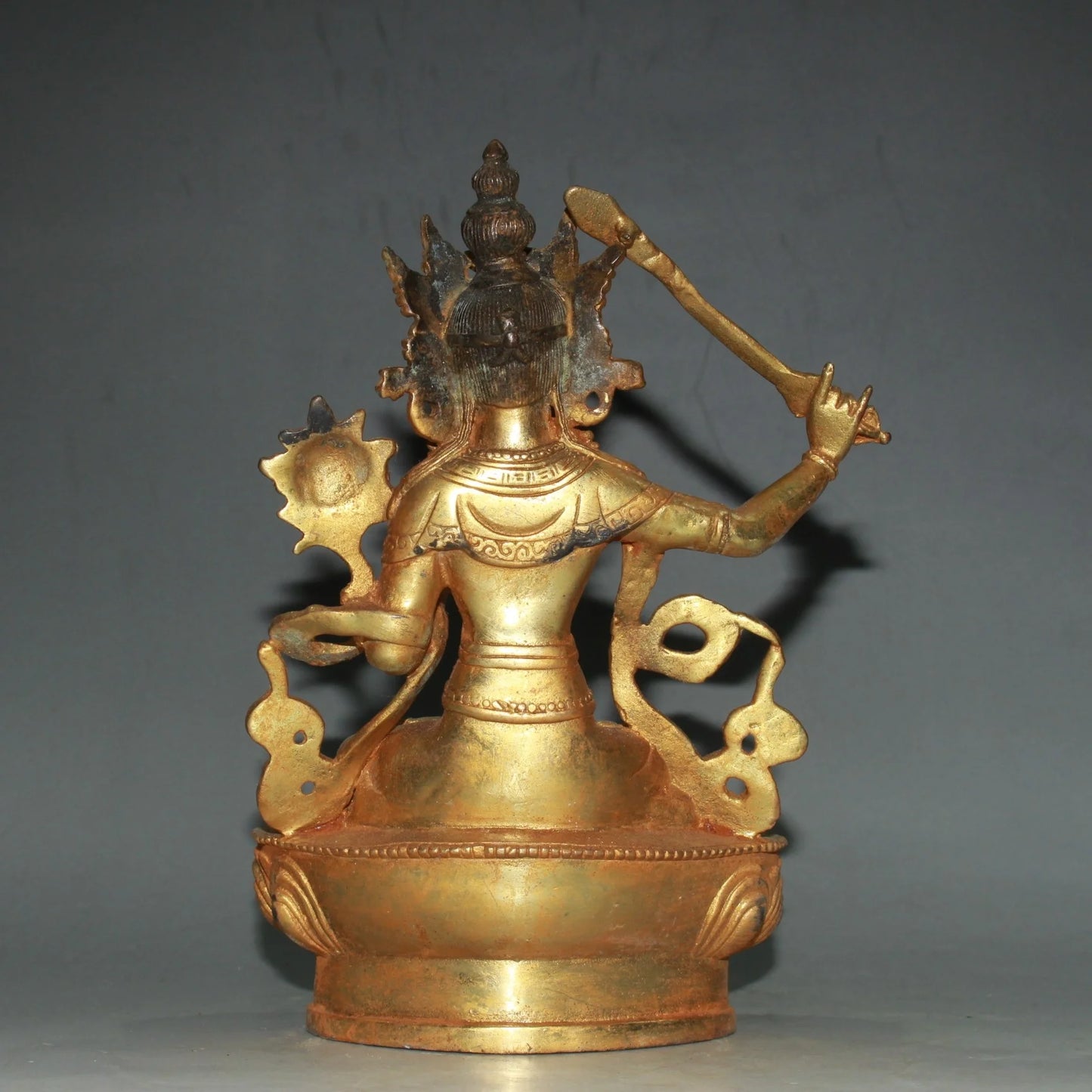 Chinese antiques Pure copper gilding Statue Bodhisattva Manjusri Buddha