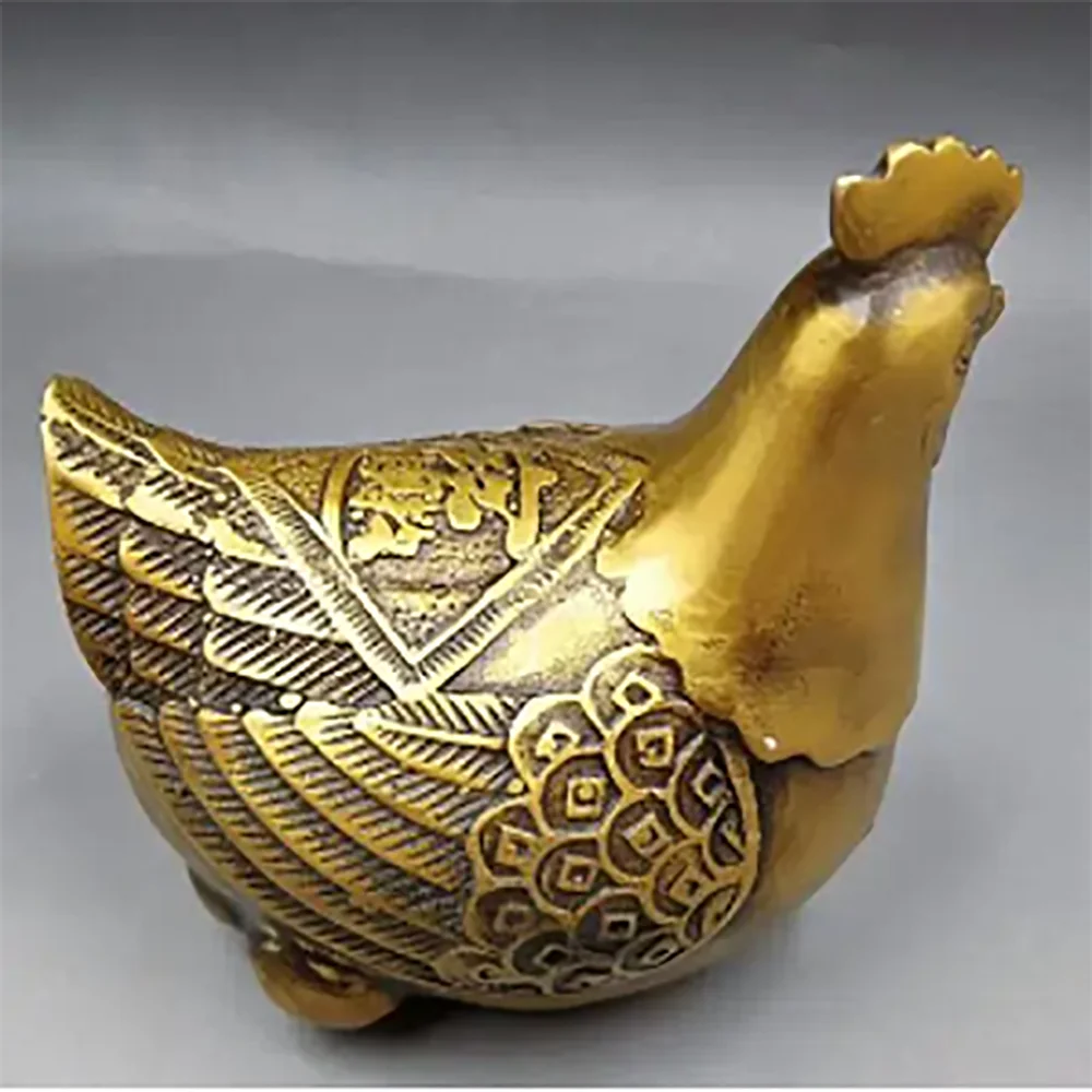 Chinese archaize Pure brass golden pheasant Home decoration