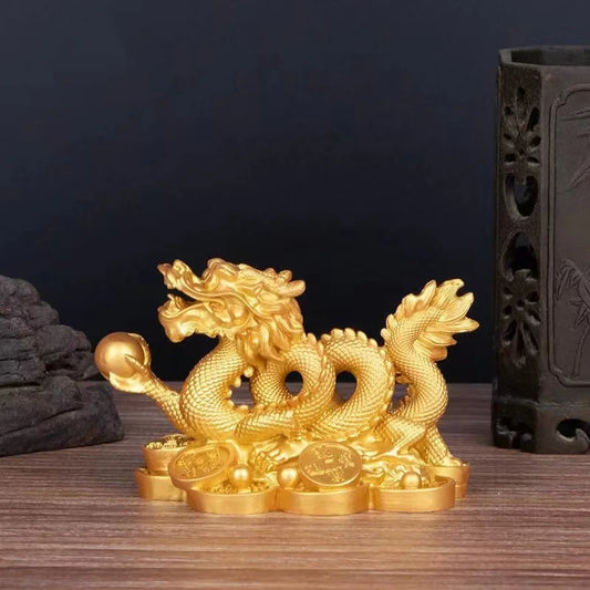 Chinese auspicious Money Dragon statuette  Resin sculpture Feng Shui Decoration Home living room bedroom office Figurines