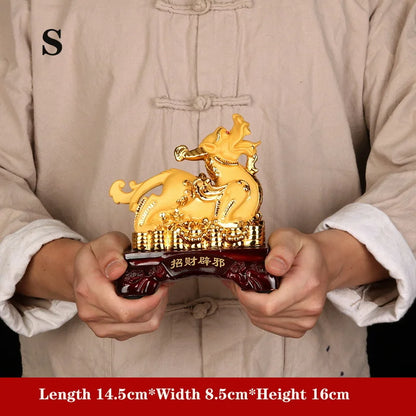 Chinese auspicious animal resin statue,Modern art sculpture High-end home feng shui decoration Lucky  brave troops Gift Statue