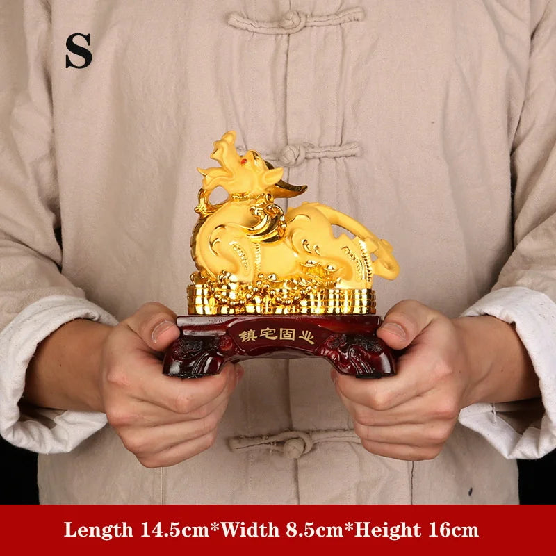 Chinese auspicious animal resin statue,Modern art sculpture High-end home feng shui decoration Lucky  brave troops Gift Statue