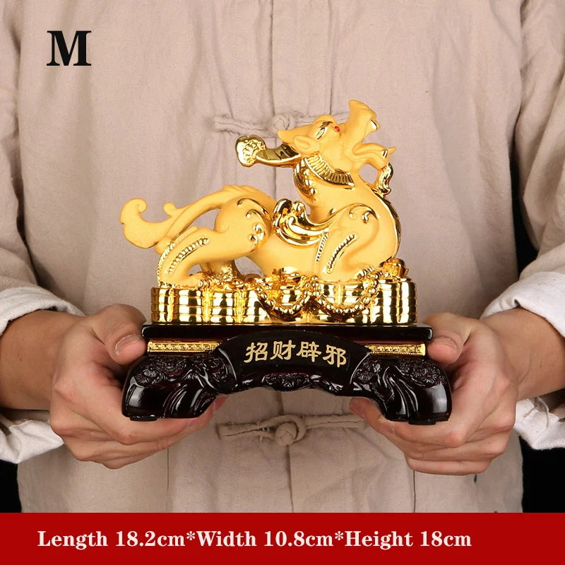 Chinese auspicious animal resin statue,Modern art sculpture High-end home feng shui decoration Lucky  brave troops Gift Statue