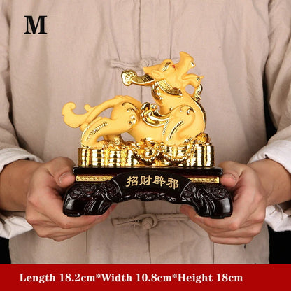 Chinese auspicious animal resin statue,Modern art sculpture High-end home feng shui decoration Lucky  brave troops Gift Statue