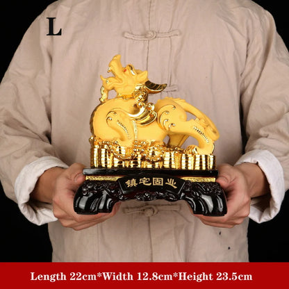 Chinese auspicious animal resin statue,Modern art sculpture High-end home feng shui decoration Lucky  brave troops Gift Statue