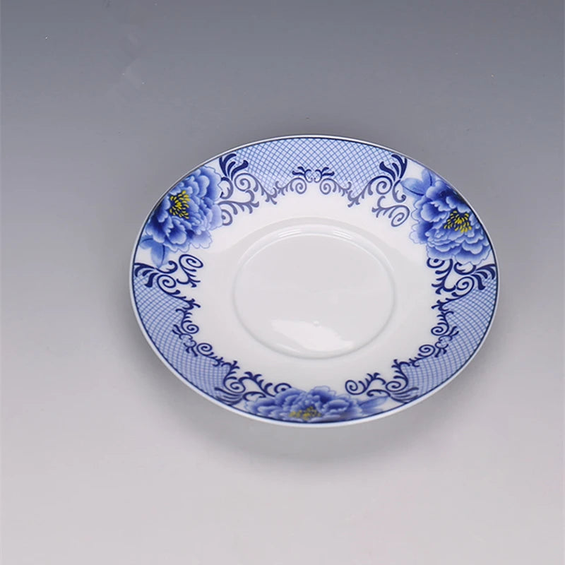 Chinese blue-and-white porcelain tea set office cup lid cellular design floral tea cups China ceramic mug 400ml new