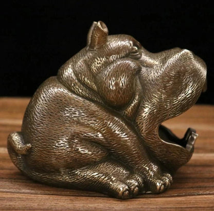 Chinese brass hippopotamus ashtray crafts statue