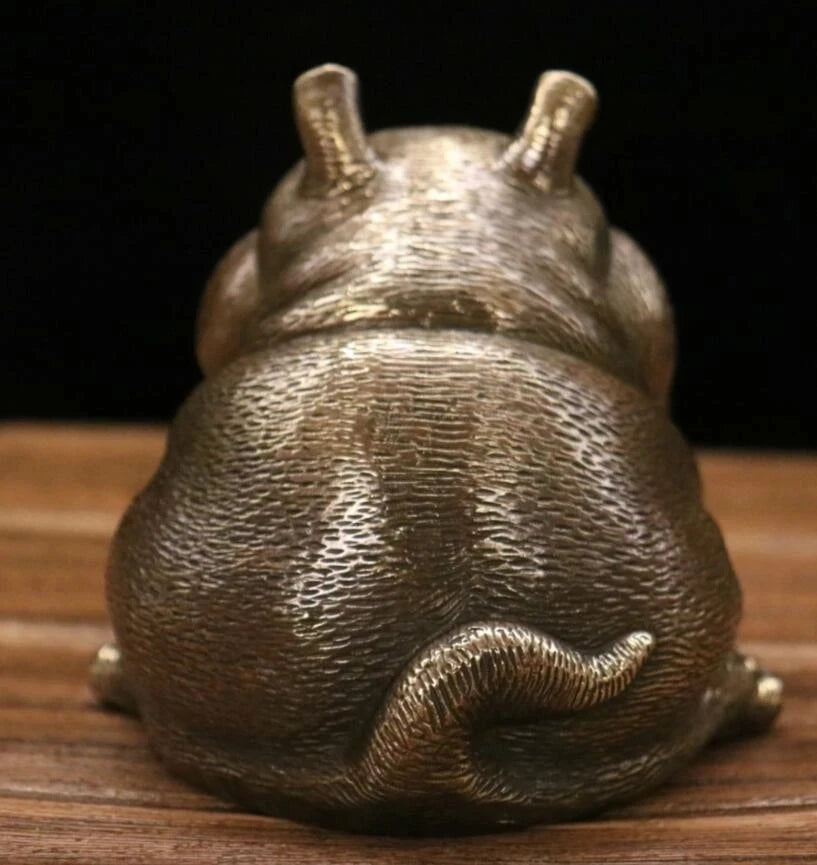 Chinese brass hippopotamus ashtray crafts statue