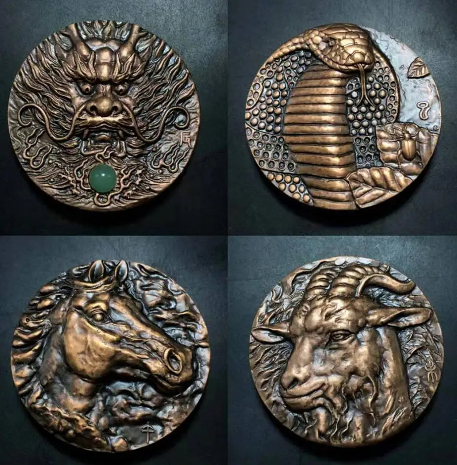 Chinese brass zodiac Rare Collections Commemorative coins statue