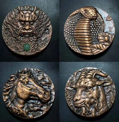 Chinese brass zodiac Rare Collections Commemorative coins statue