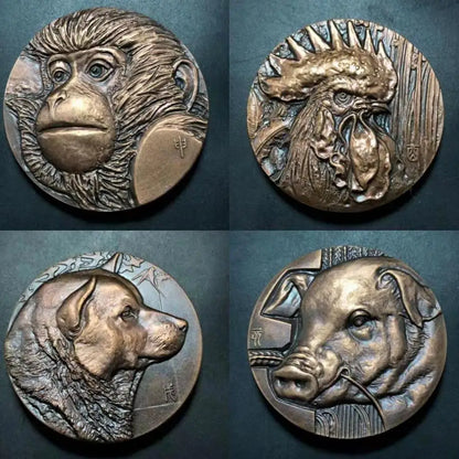Chinese brass zodiac Rare Collections Commemorative coins statue