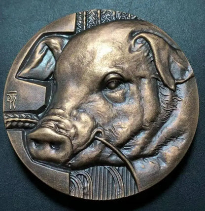 Chinese brass zodiac Rare Collections Commemorative coins statue