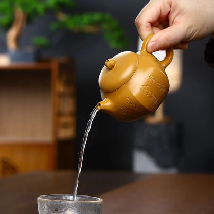 Chinese character carved master pot real yixing zisha duan clay kungfu tea pot 200ml handmade craft pots 6.8oz on sales new