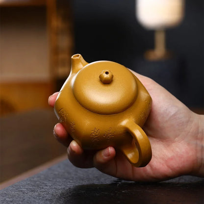 Chinese character carved master pot real yixing zisha duan clay kungfu tea pot 200ml handmade craft pots 6.8oz on sales new