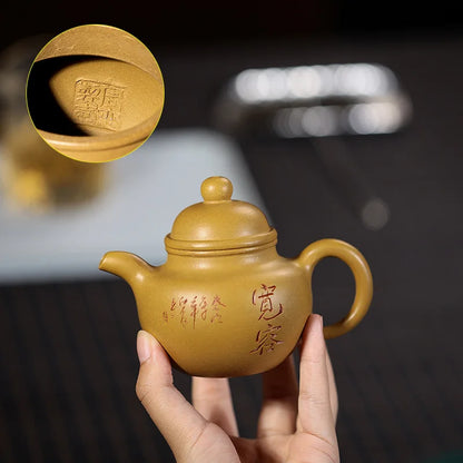 Chinese character carved tea pot marked original ore real yixing zisha duan clay tea brewer pot master handmade on sales China