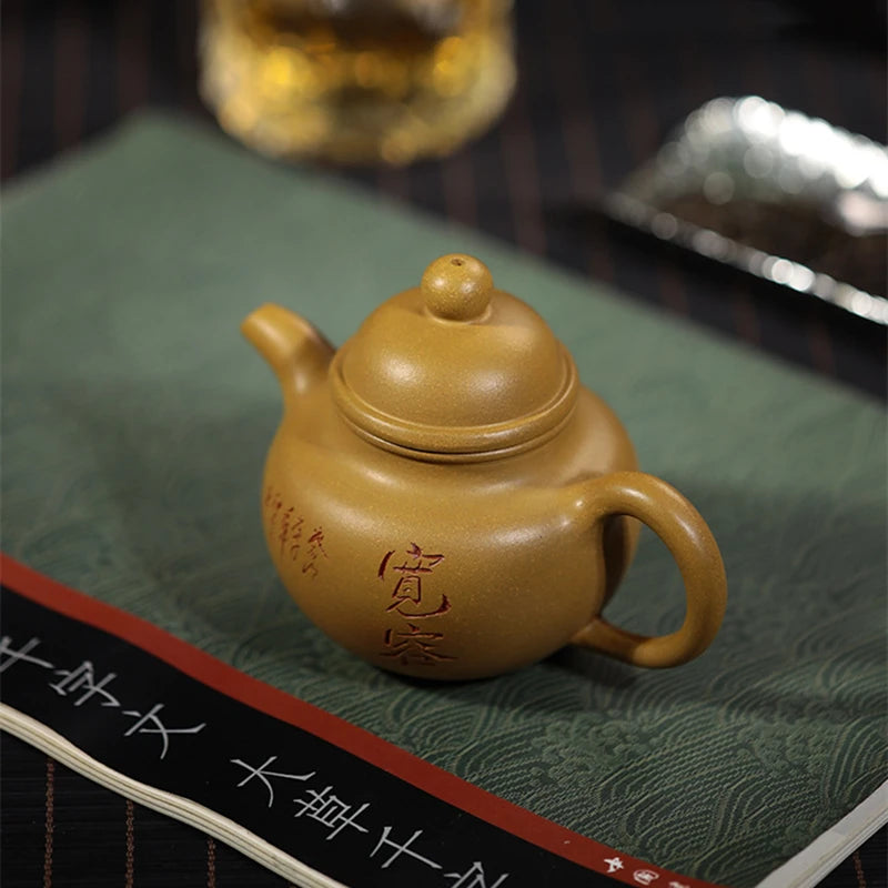 Chinese character carved tea pot marked original ore real yixing zisha duan clay tea brewer pot master handmade on sales China