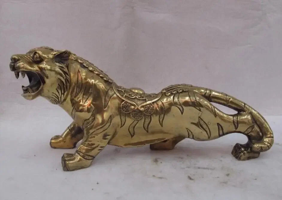 Chinese classical Copper Bronze FengShui Evil Lucky Wealth Tiger Statue
