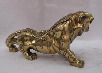 Chinese classical Copper Bronze FengShui Evil Lucky Wealth Tiger Statue