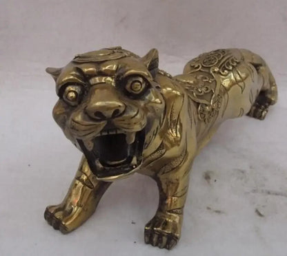 Chinese classical Copper Bronze FengShui Evil Lucky Wealth Tiger Statue