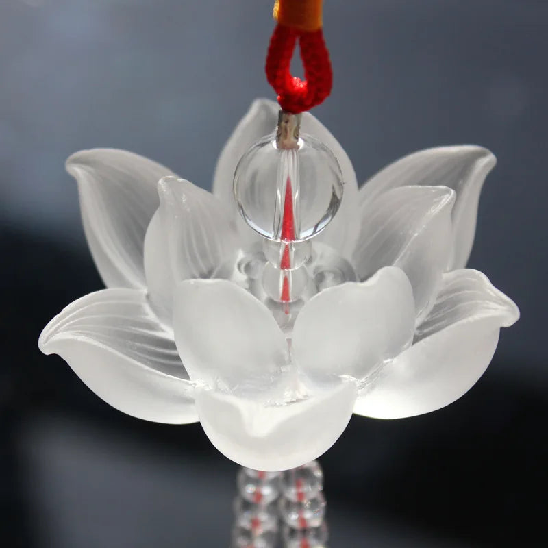 Chinese colored glaze lotus Car ornaments Buddhist lotus Pendant gift ...