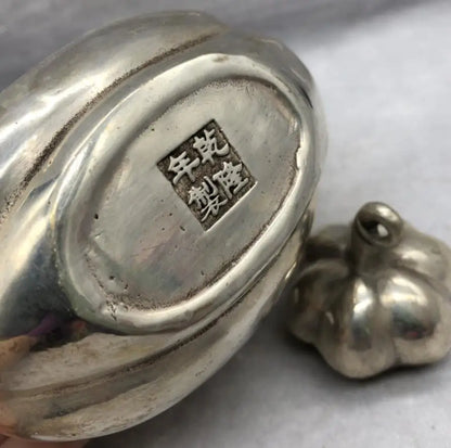 Chinese copper Eggplant shape teapot crafts statue