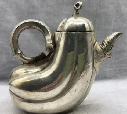 Chinese copper Eggplant shape teapot crafts statue