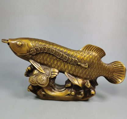 Chinese copper Good lucky for fish wealth crafts statue