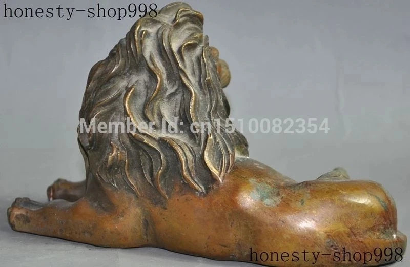 Chinese folk fengshui bronze copper evil foo fu dog lion animal beast statue