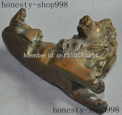 Chinese folk fengshui bronze copper evil foo fu dog lion animal beast statue