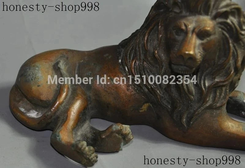 Chinese folk fengshui bronze copper evil foo fu dog lion animal beast statue