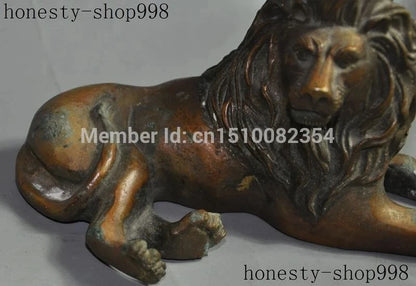 Chinese folk fengshui bronze copper evil foo fu dog lion animal beast statue