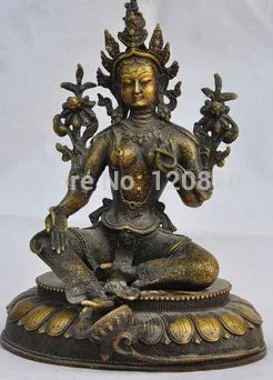 Chinese hand-carved copper utensil Tara Buddha statue