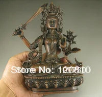 Chinese hand-carved folk collection old bronze Manjushri Buddha statue