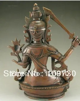 Chinese hand-carved folk collection old bronze Manjushri Buddha statue